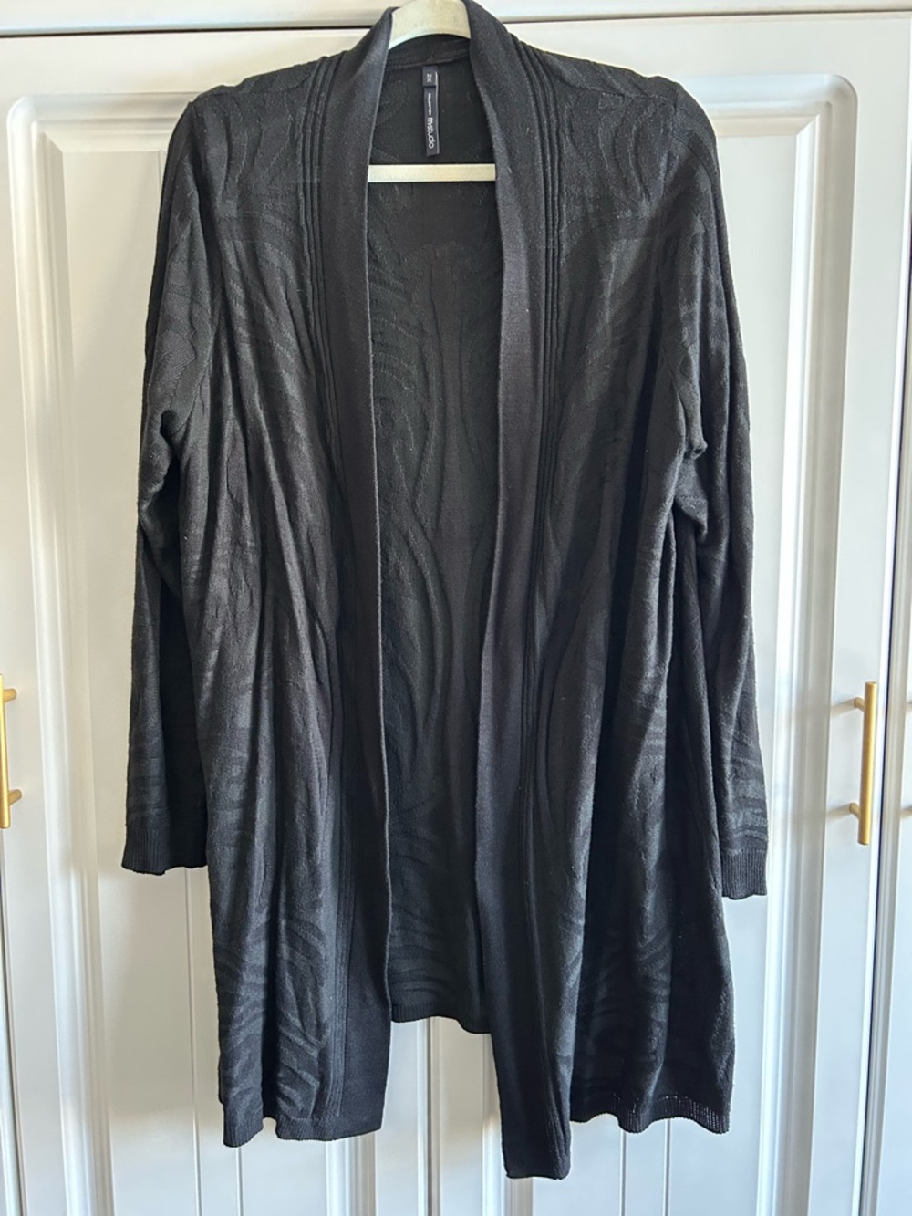 M.STUDIO Black Open-Front Knit Cardigan